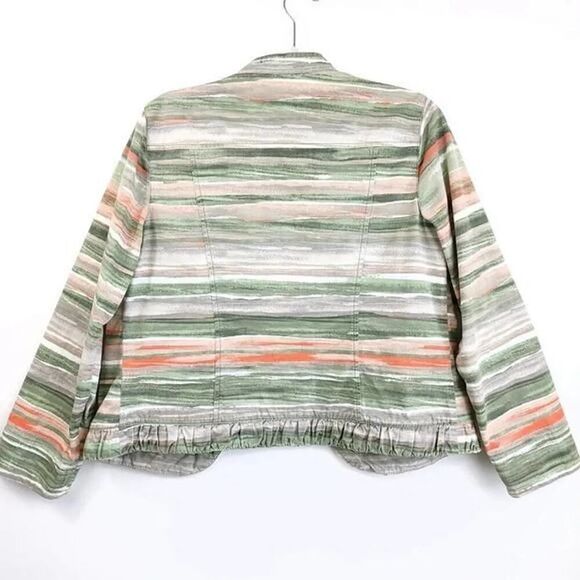 Chico's Striped Lightweight Blazer - Green & Orange - Picture 2 of 7